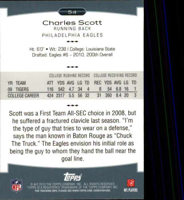 2010 Topps Platinum #54 Charles Scott RC back image
