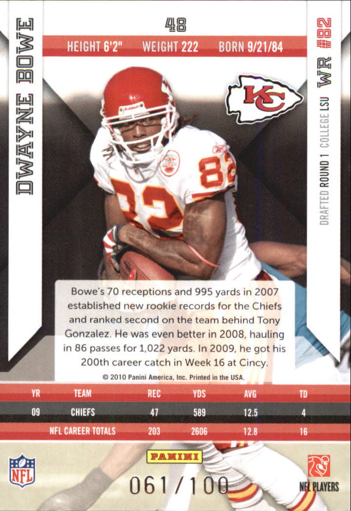 2010 Epix Gold #48 Dwayne Bowe back image