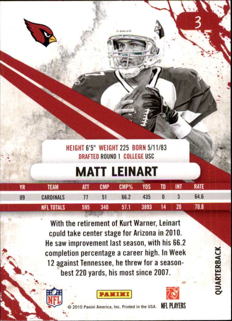 2010 Rookies and Stars Longevity #3 Matt Leinart back image