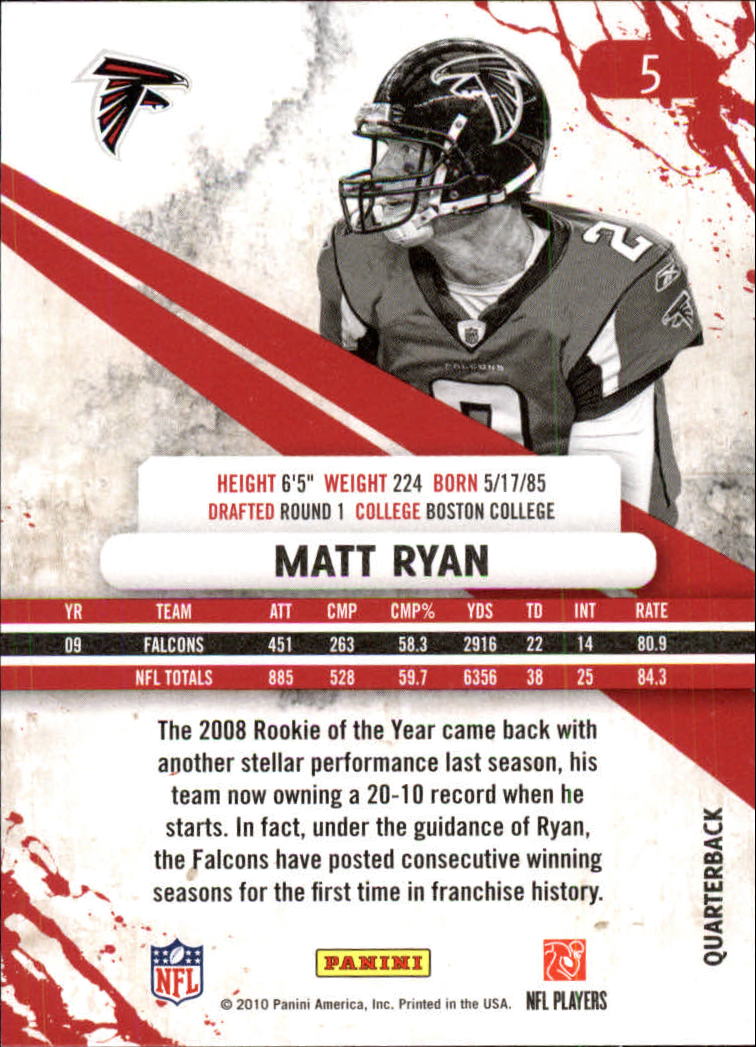 2010 Rookies and Stars Longevity #5 Matt Ryan back image