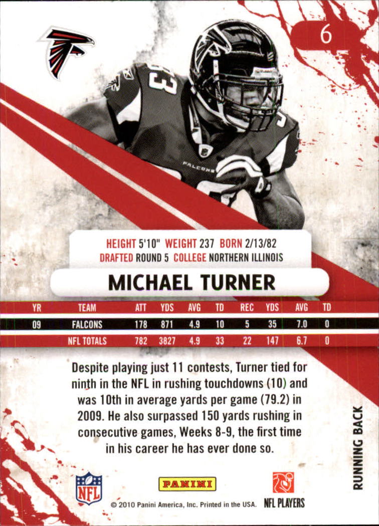 2010 Rookies and Stars Longevity #6 Michael Turner back image