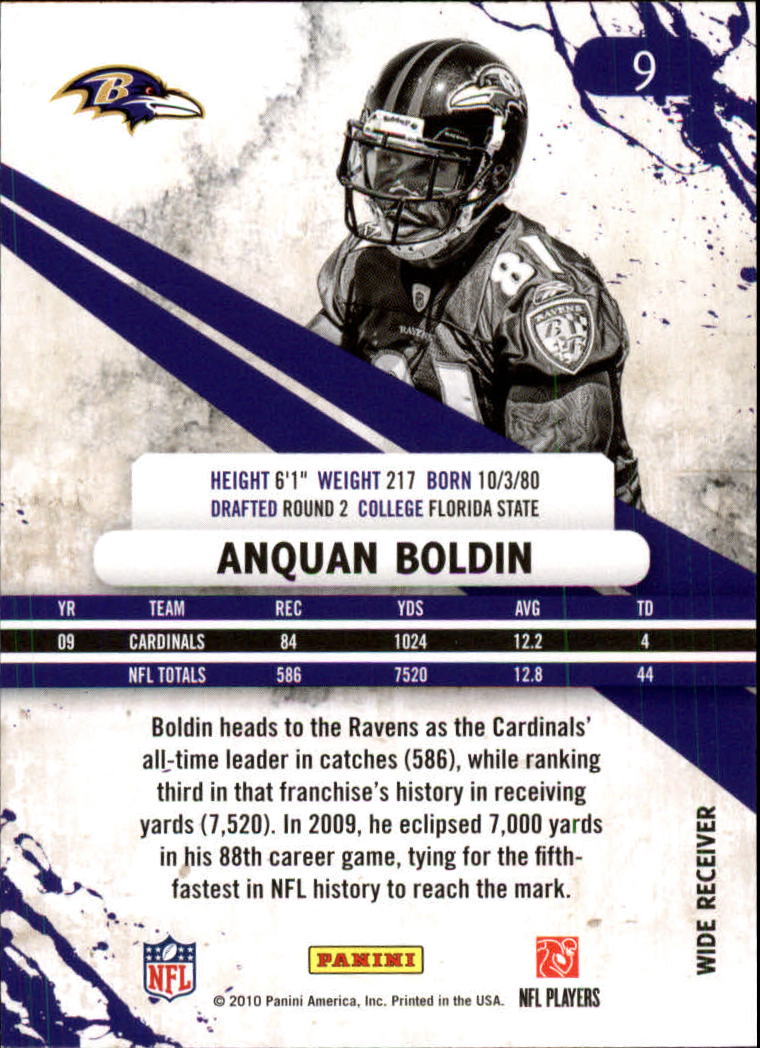 2010 Rookies and Stars Longevity #9 Anquan Boldin back image