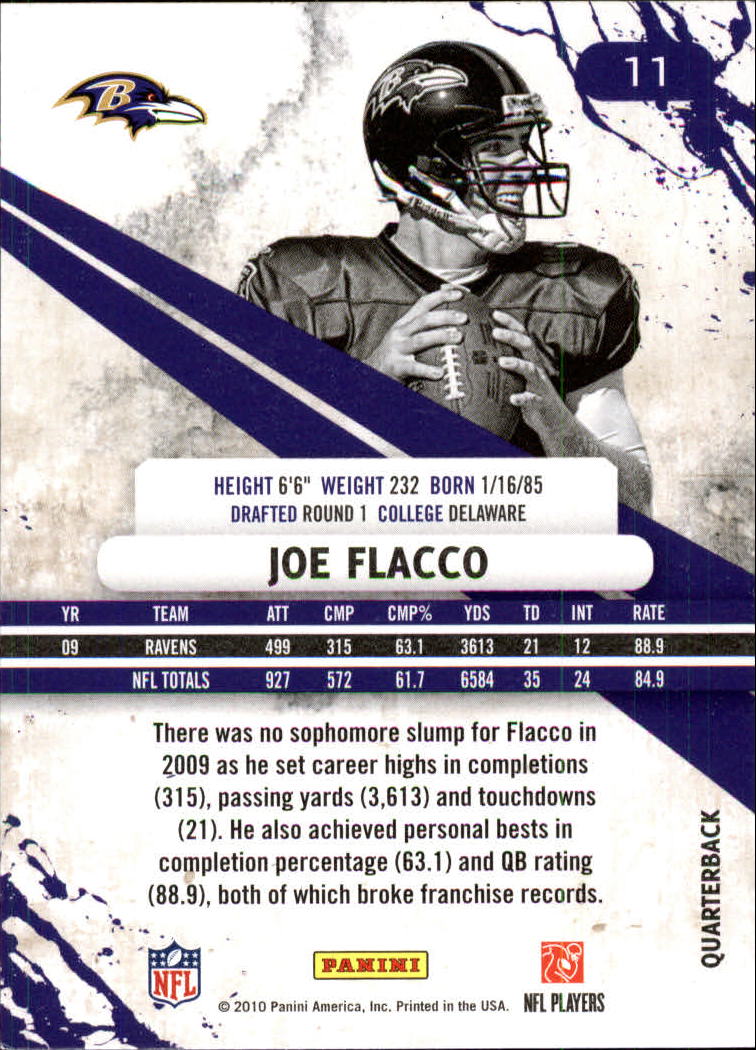 2010 Rookies and Stars Longevity #11 Joe Flacco back image