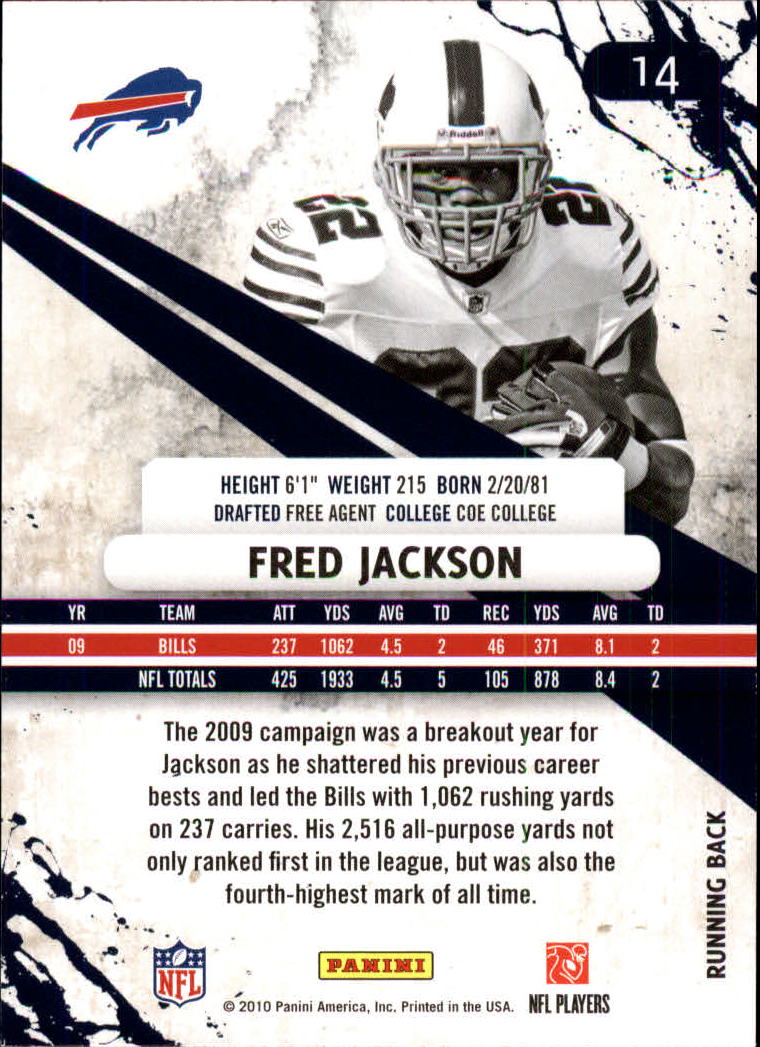 2010 Rookies and Stars Longevity #14 Fred Jackson back image