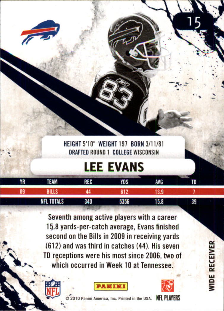 2010 Rookies and Stars Longevity #15 Lee Evans back image