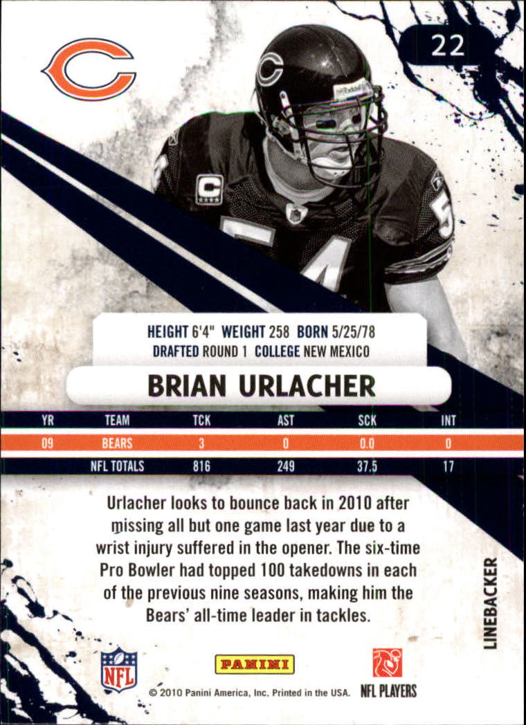 2010 Rookies and Stars Longevity #22 Brian Urlacher back image