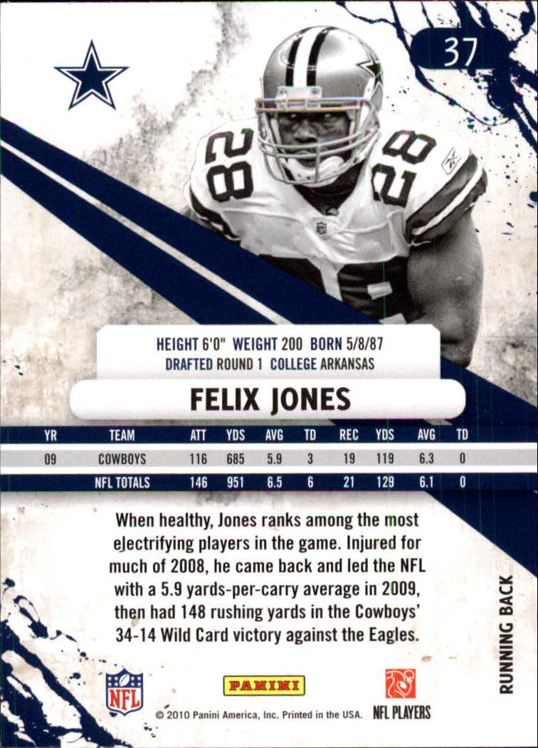 2010 Rookies and Stars Longevity #37 Felix Jones back image