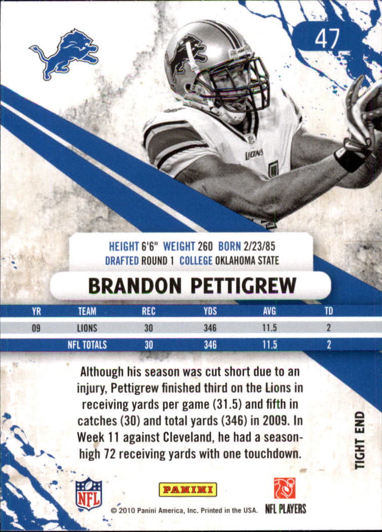 2010 Rookies and Stars Longevity #47 Brandon Pettigrew back image