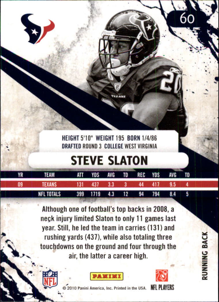 2010 Rookies and Stars Longevity #60 Steve Slaton back image