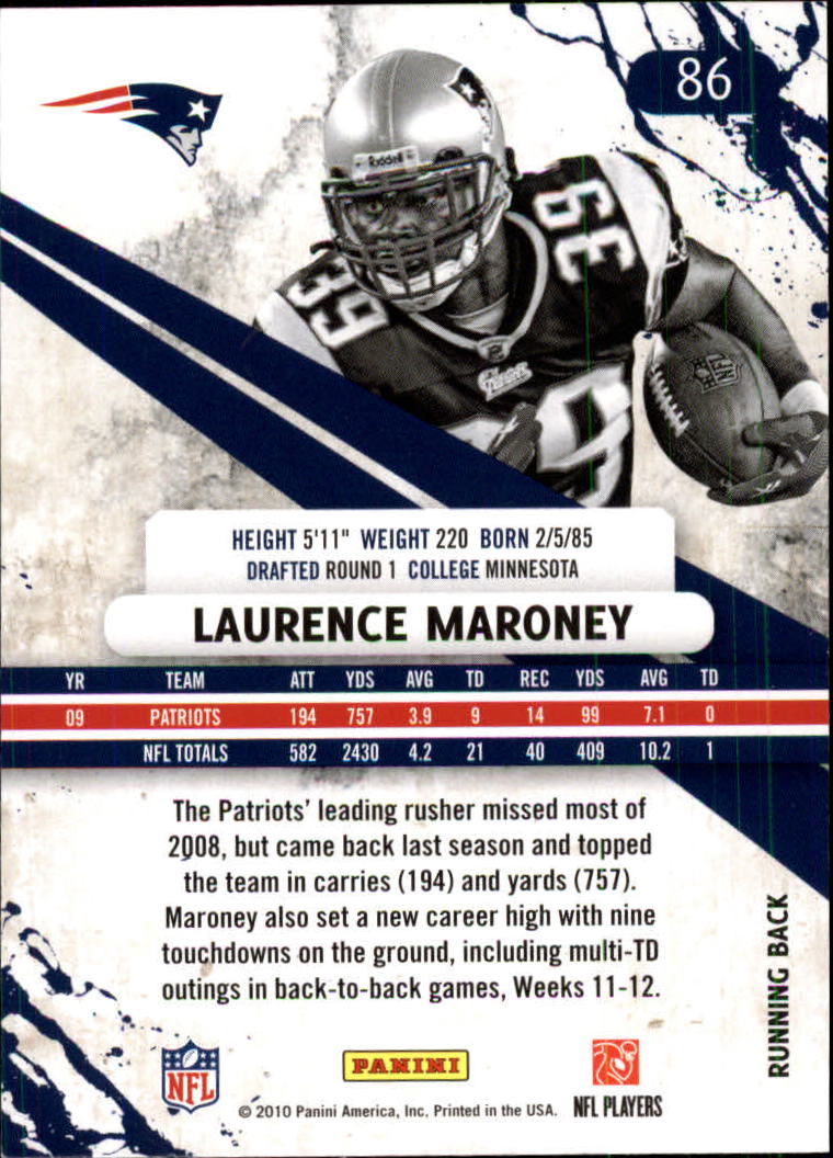 2010 Rookies and Stars Longevity #86 Laurence Maroney back image