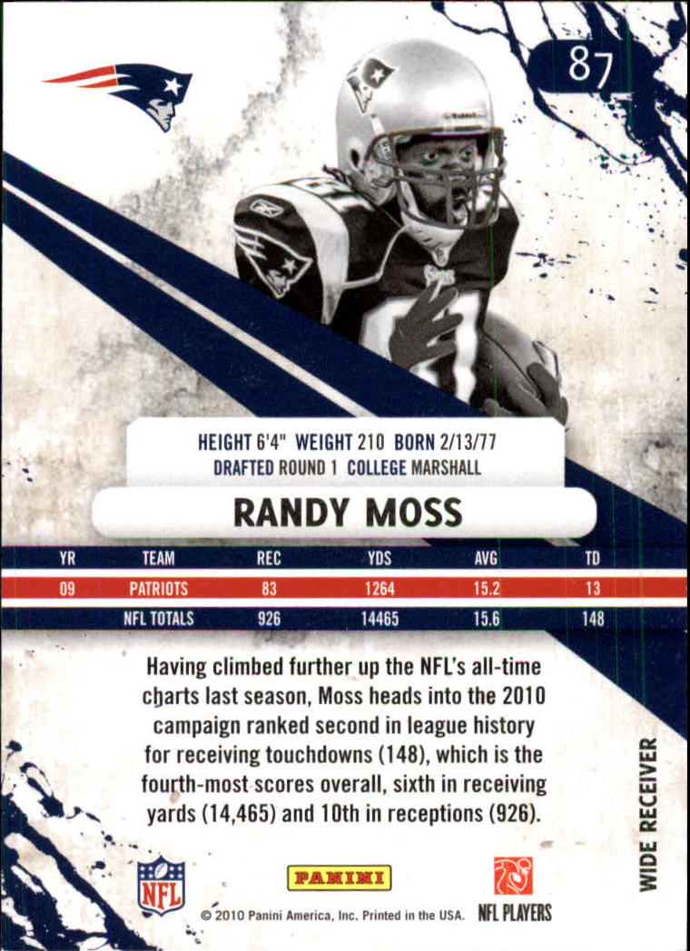 2010 Rookies and Stars Longevity #87 Randy Moss back image