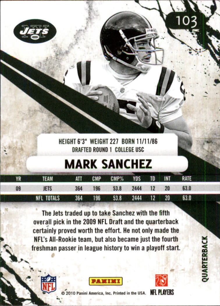 2010 Rookies and Stars Longevity #103 Mark Sanchez back image