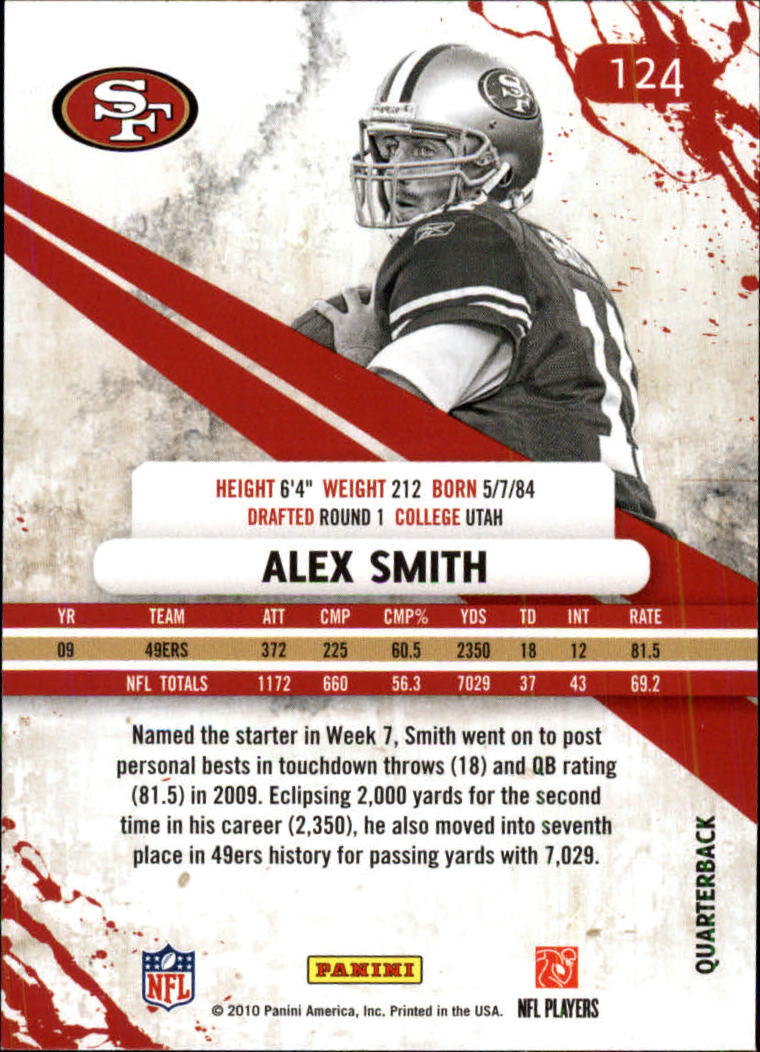 2010 Rookies and Stars Longevity #124 Alex Smith QB back image