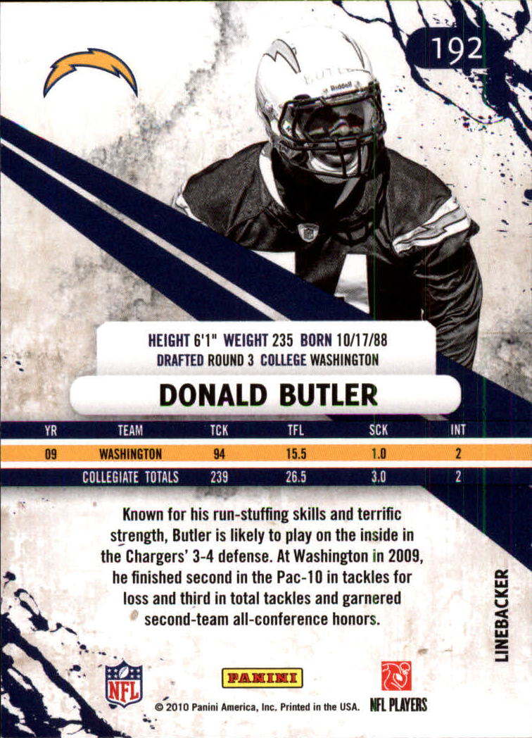 2010 Rookies and Stars Longevity #192 Donald Butler RC back image