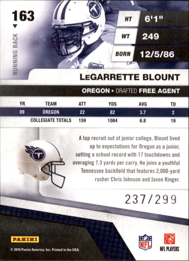 2010 Absolute Memorabilia #163 LeGarrette Blount RC back image