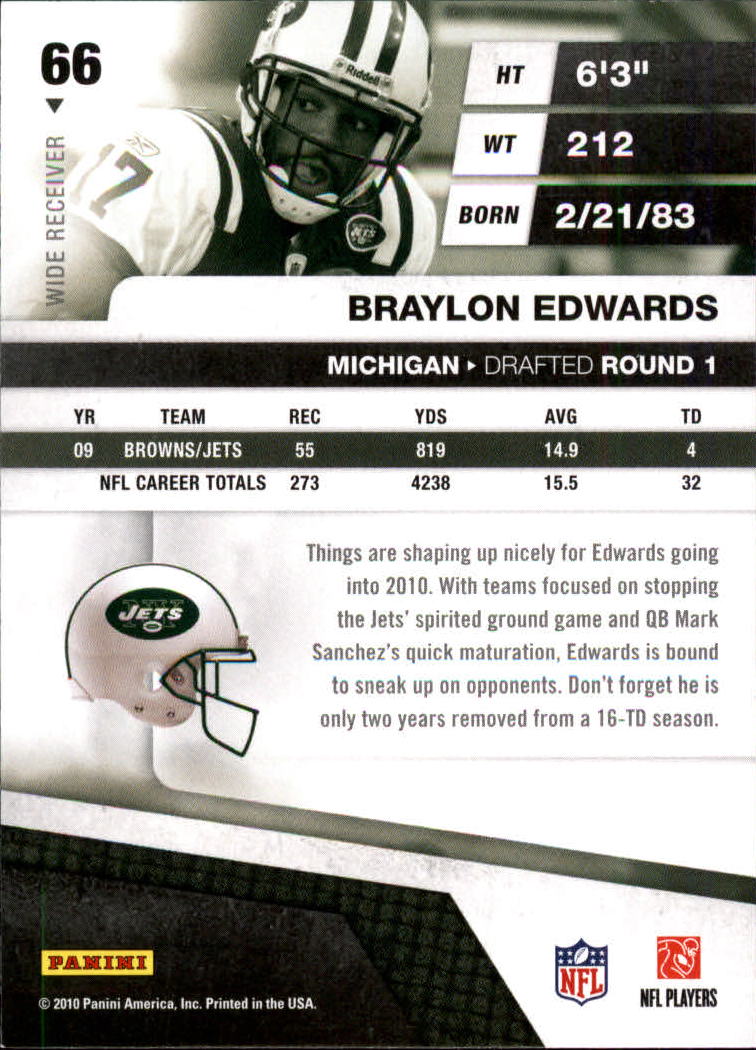 2010 Absolute Memorabilia Retail #66 Braylon Edwards back image