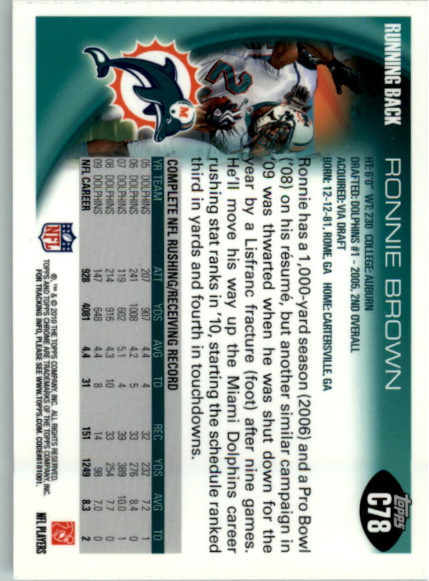 2010 Topps Chrome #C78 Ronnie Brown back image