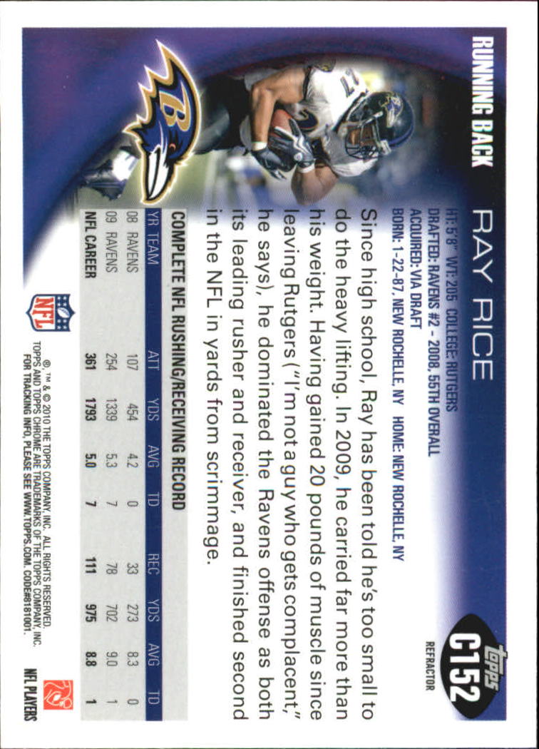 2010 Topps Chrome Orange Refractors #C152 Ray Rice back image