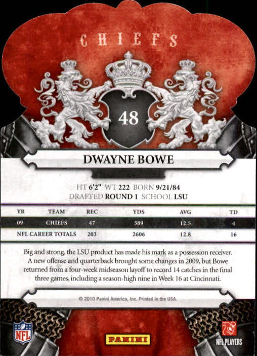 2010 Crown Royale #48 Dwayne Bowe back image