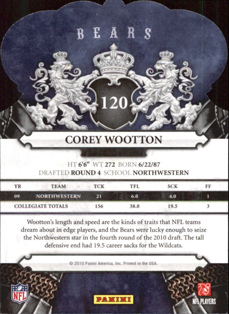 2010 Crown Royale #120 Corey Wootton RC back image