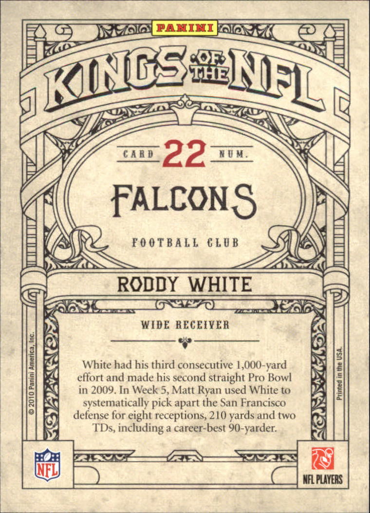 2010 Crown Royale Kings of the NFL #22 Roddy White back image