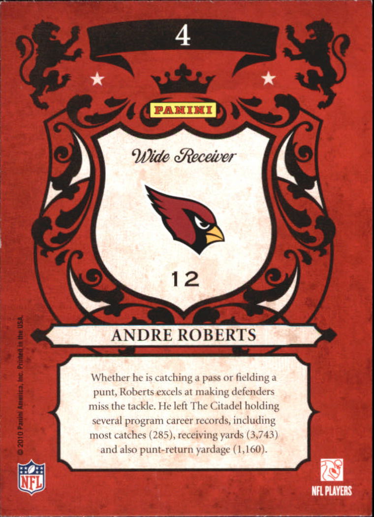 2010 Crown Royale Rookie Royalty #4 Andre Roberts back image