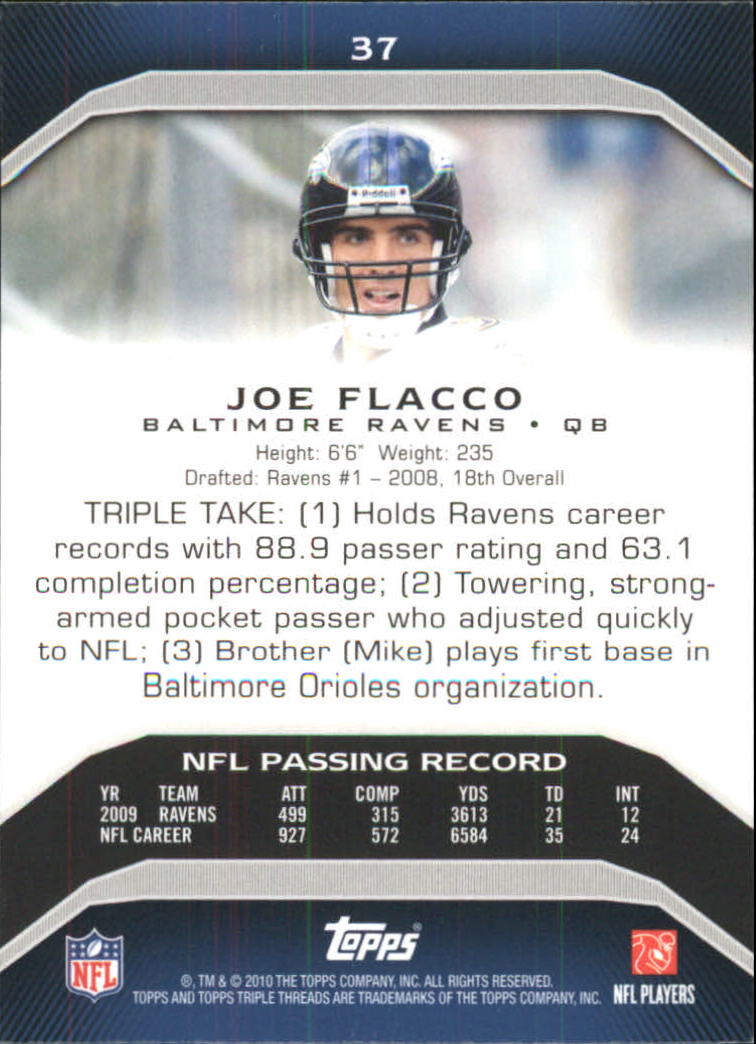 2010 Topps Triple Threads #37 Joe Flacco back image