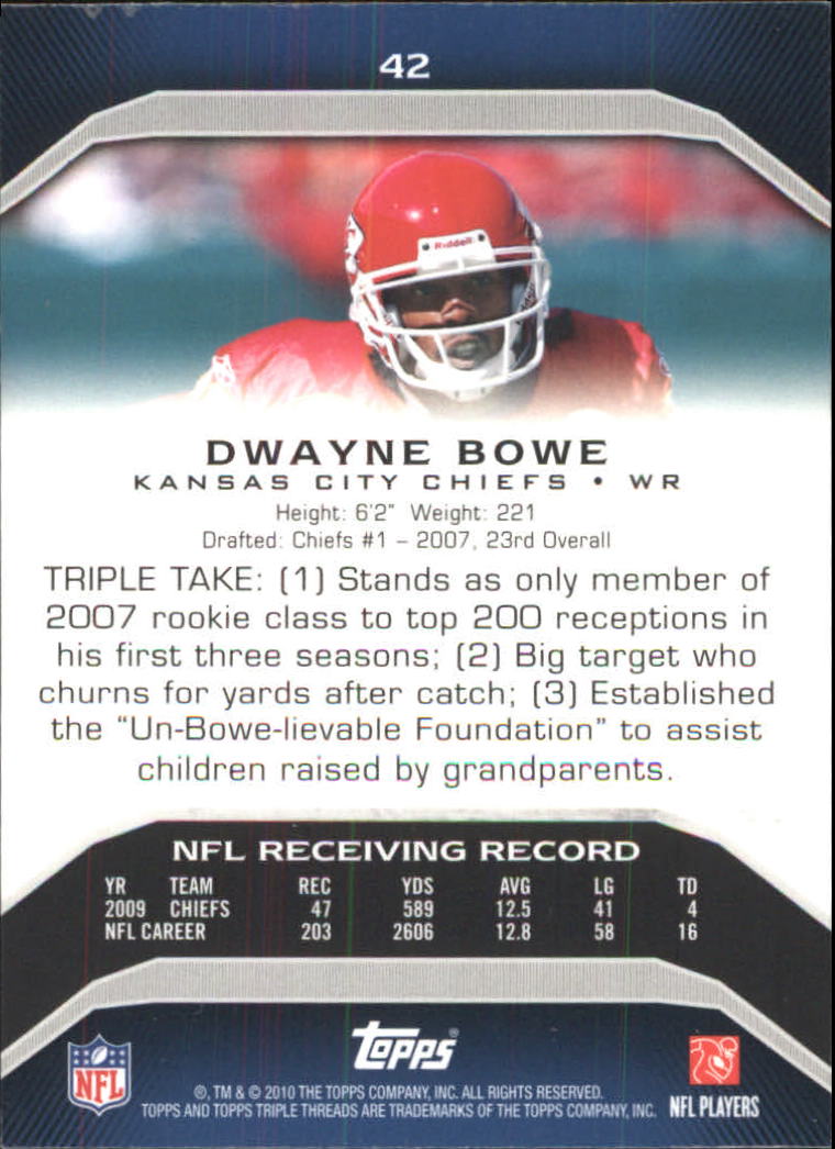 2010 Topps Triple Threads #42 Dwayne Bowe back image
