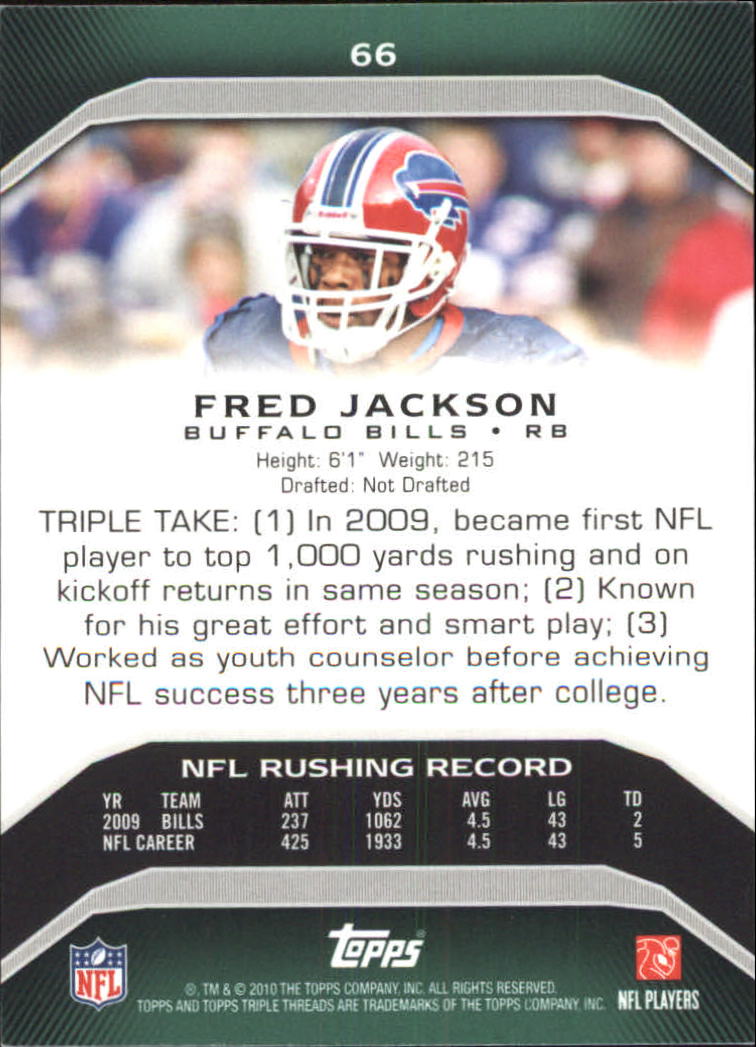2010 Topps Triple Threads #66 Fred Jackson back image