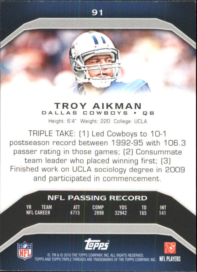 2010 Topps Triple Threads #91 Troy Aikman back image