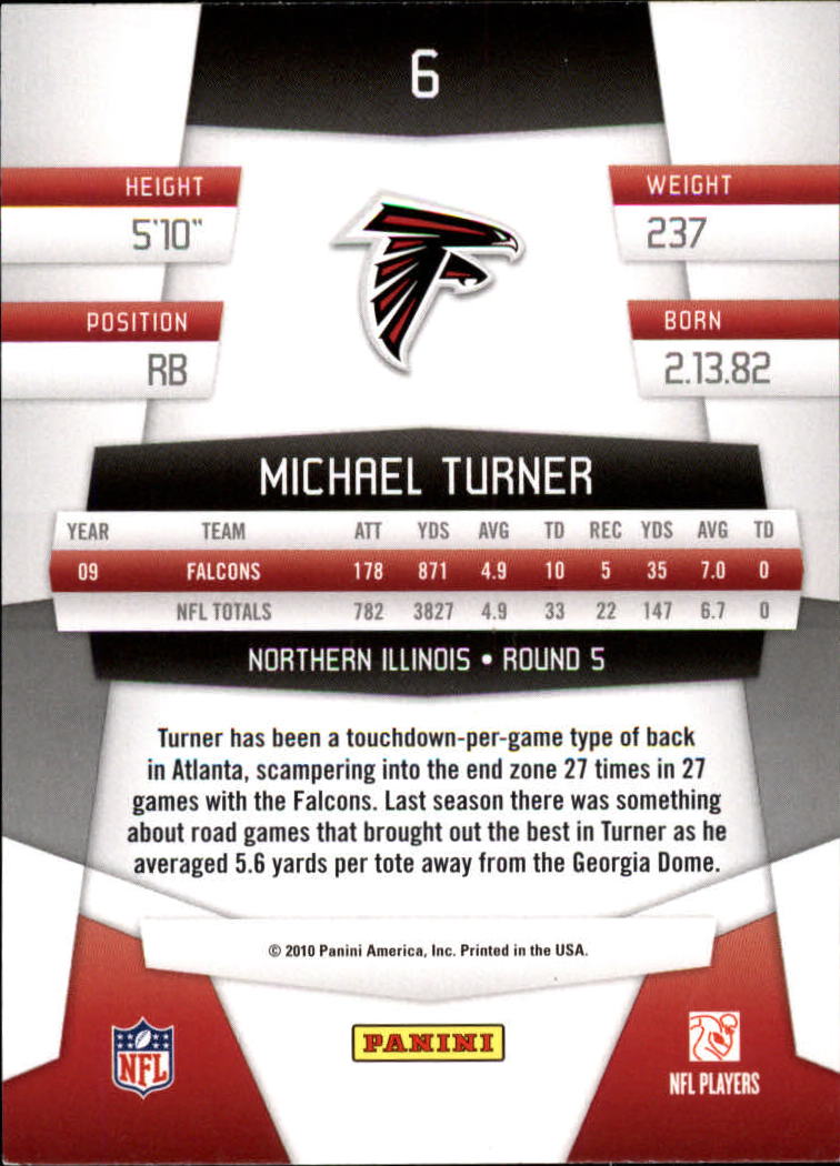 2010 Certified #6 Michael Turner back image