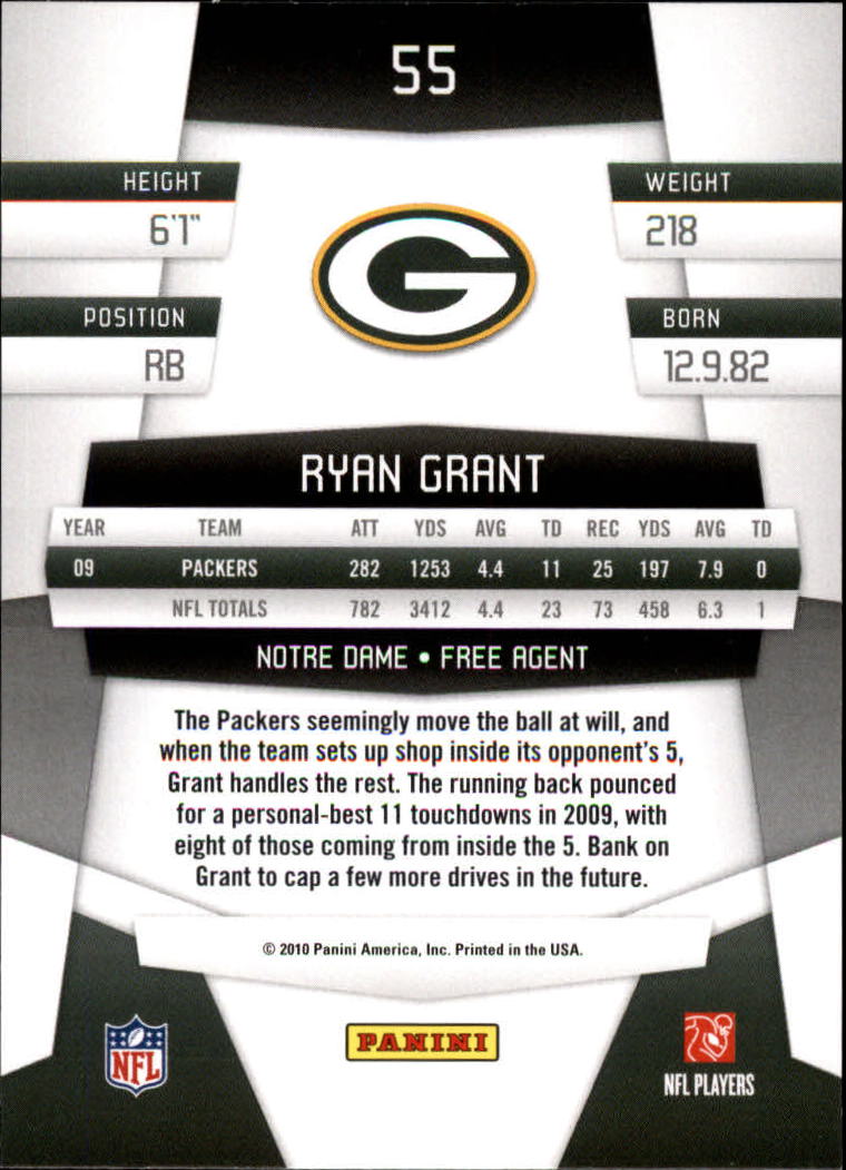 2010 Certified #55 Ryan Grant back image
