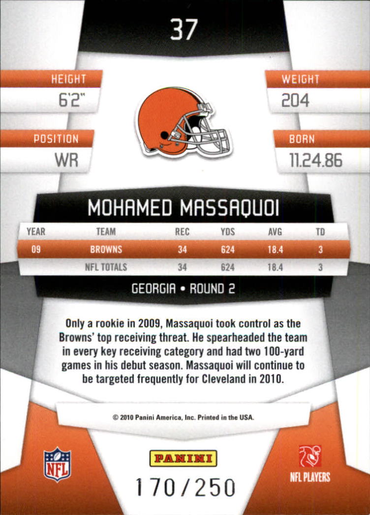2010 Certified Mirror Red #37 Mohamed Massaquoi back image