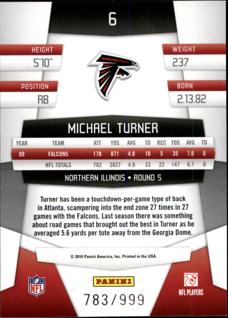 2010 Certified Platinum Red #6 Michael Turner back image