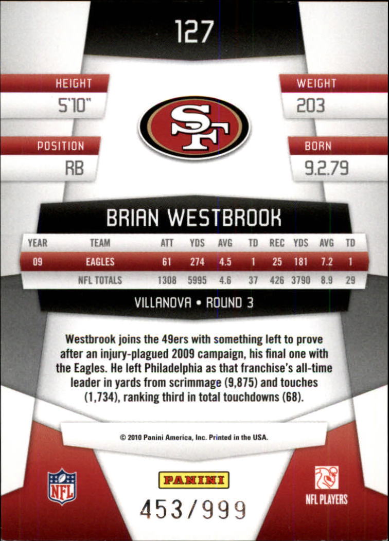 2010 Certified Platinum Red #127 Brian Westbrook back image