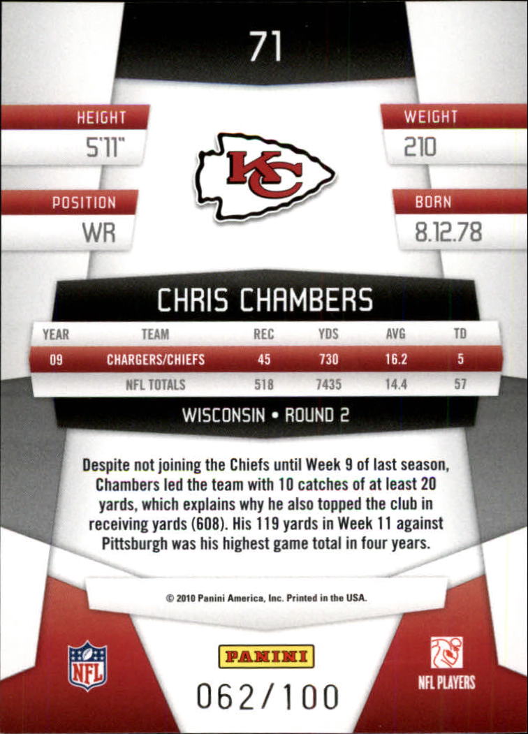 2010 Certified Platinum Blue #71 Chris Chambers back image