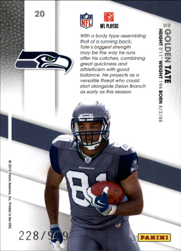 2010 Certified Certified Potential #20 Golden Tate back image