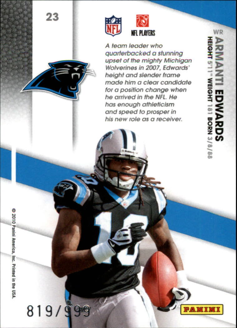 2010 Certified Certified Potential #23 Armanti Edwards back image