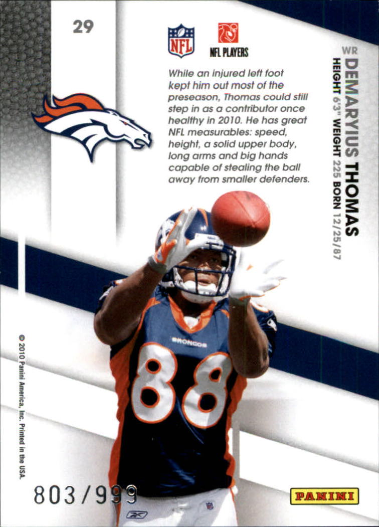 2010 Certified Certified Potential #29 Demaryius Thomas back image