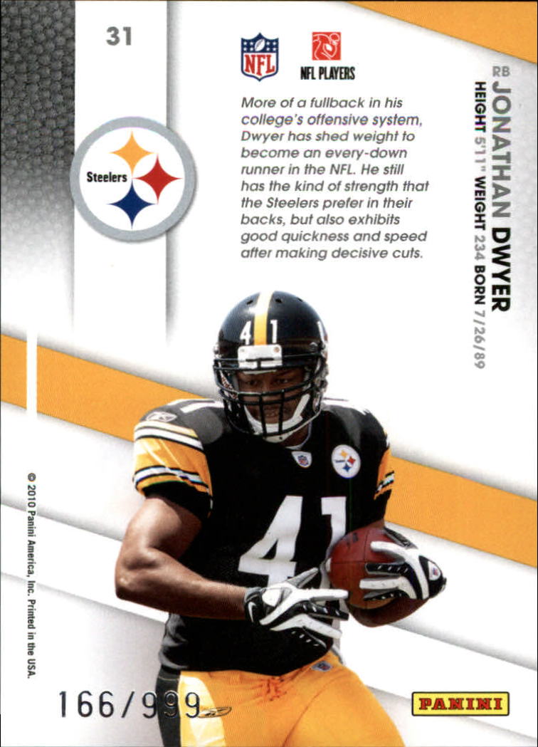 2010 Certified Certified Potential #31 Jonathan Dwyer back image