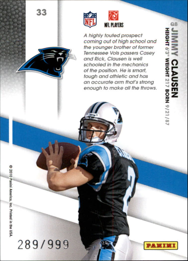 2010 Certified Certified Potential #33 Jimmy Clausen back image