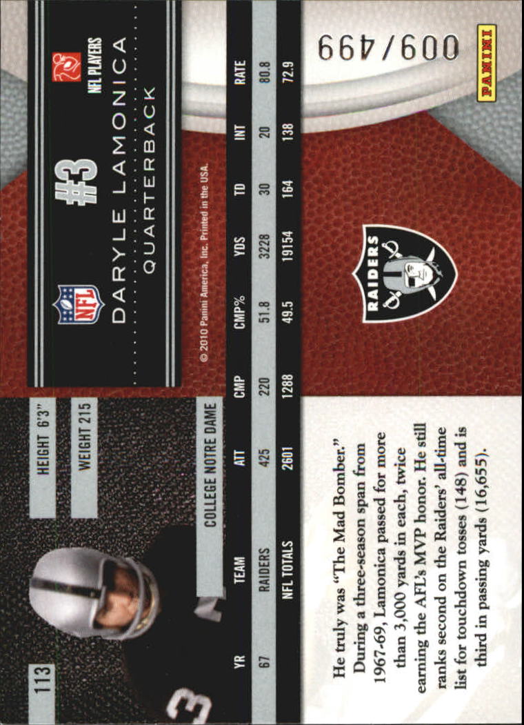 2010 Limited #113 Daryle Lamonica back image
