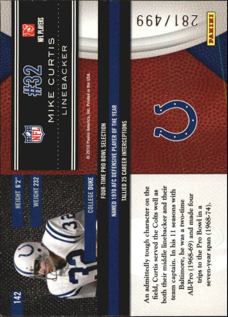 2010 Limited #142 Mike Curtis back image