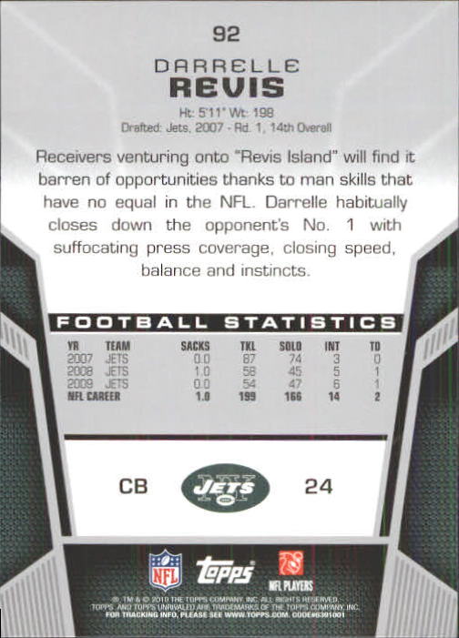 2010 Topps Unrivaled #92 Darrelle Revis