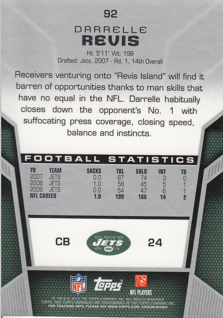2010 Topps Unrivaled Gold 759 #92 Darrelle Revis