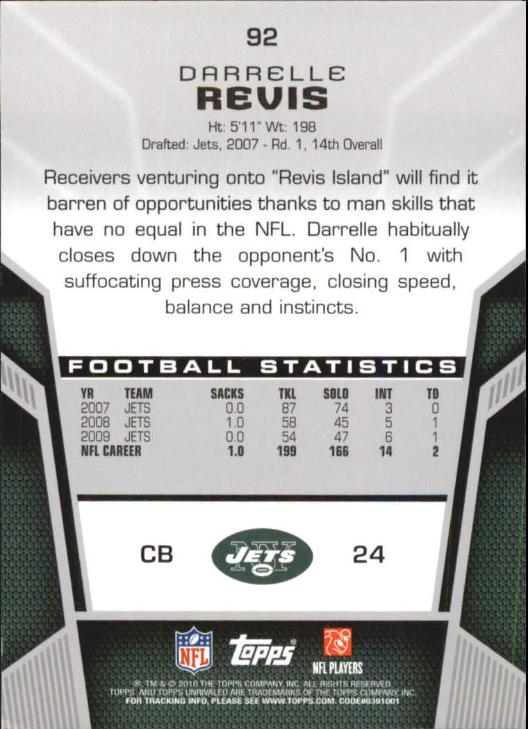 2010 Topps Unrivaled Gold 499 #92 Darrelle Revis