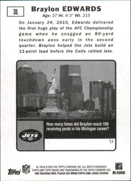 2010 Topps Magic Mini Football Card Pick - Picture 43 of 411