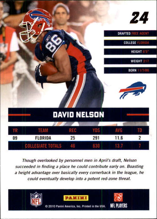 2010 Donruss Rated Rookies #24 David Nelson back image
