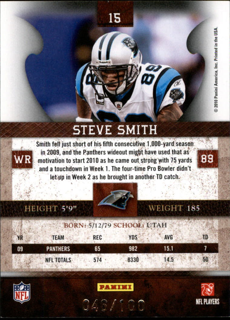 2010 Panini Plates and Patches Silver #15 Steve Smith back image