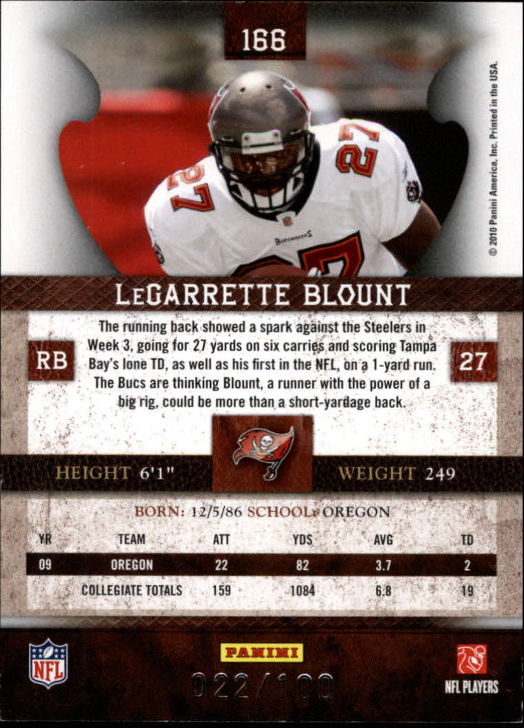 2010 Panini Plates and Patches Silver #166 LeGarrette Blount back image